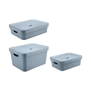 Conjunto-Caixa-Organizadora-Cube-com-Tampa-3-pecas-Azul-Glacial